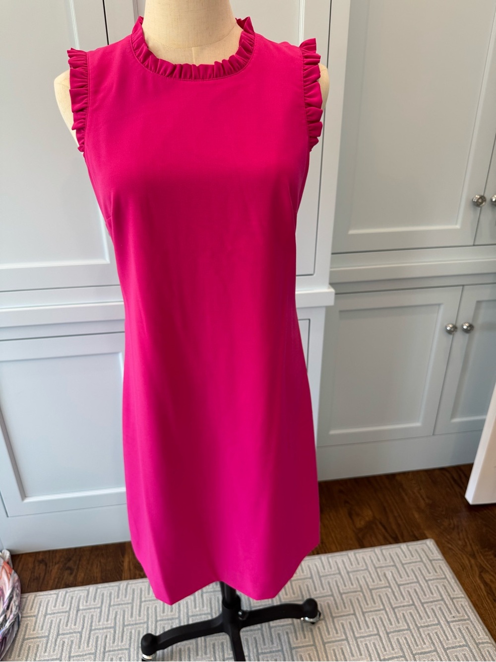 J. Crew Sleeveless Ruffle-Trim Shift Dress - Fuchsia